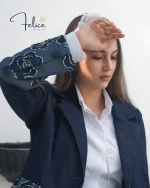 کت شلوار زنانه مدل گل کاغذی - Image 4